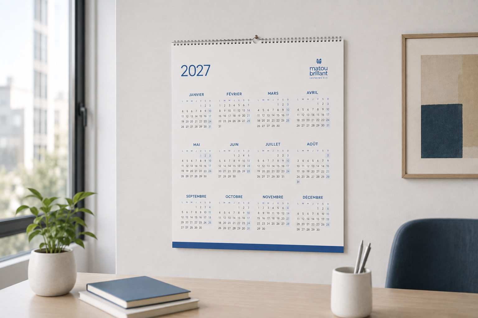 Calendrier mural personnalisé avec perforation